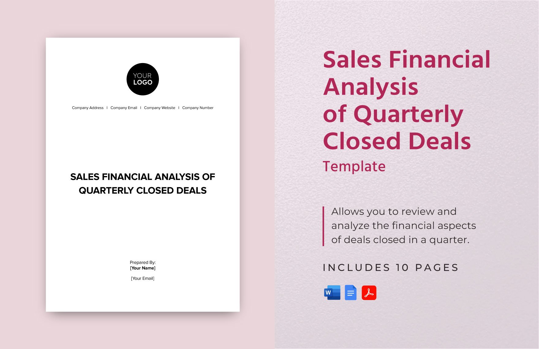 Sales Financial Analysis of Quarterly Closed Deals Template