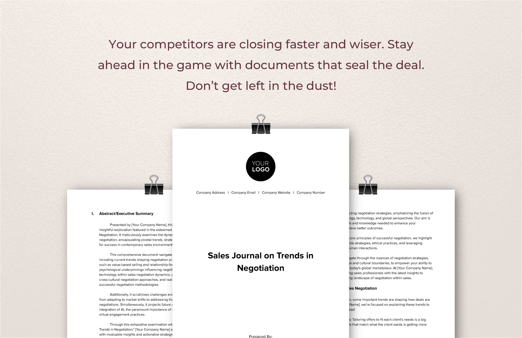Sales Journal on Trends in Negotiation Template