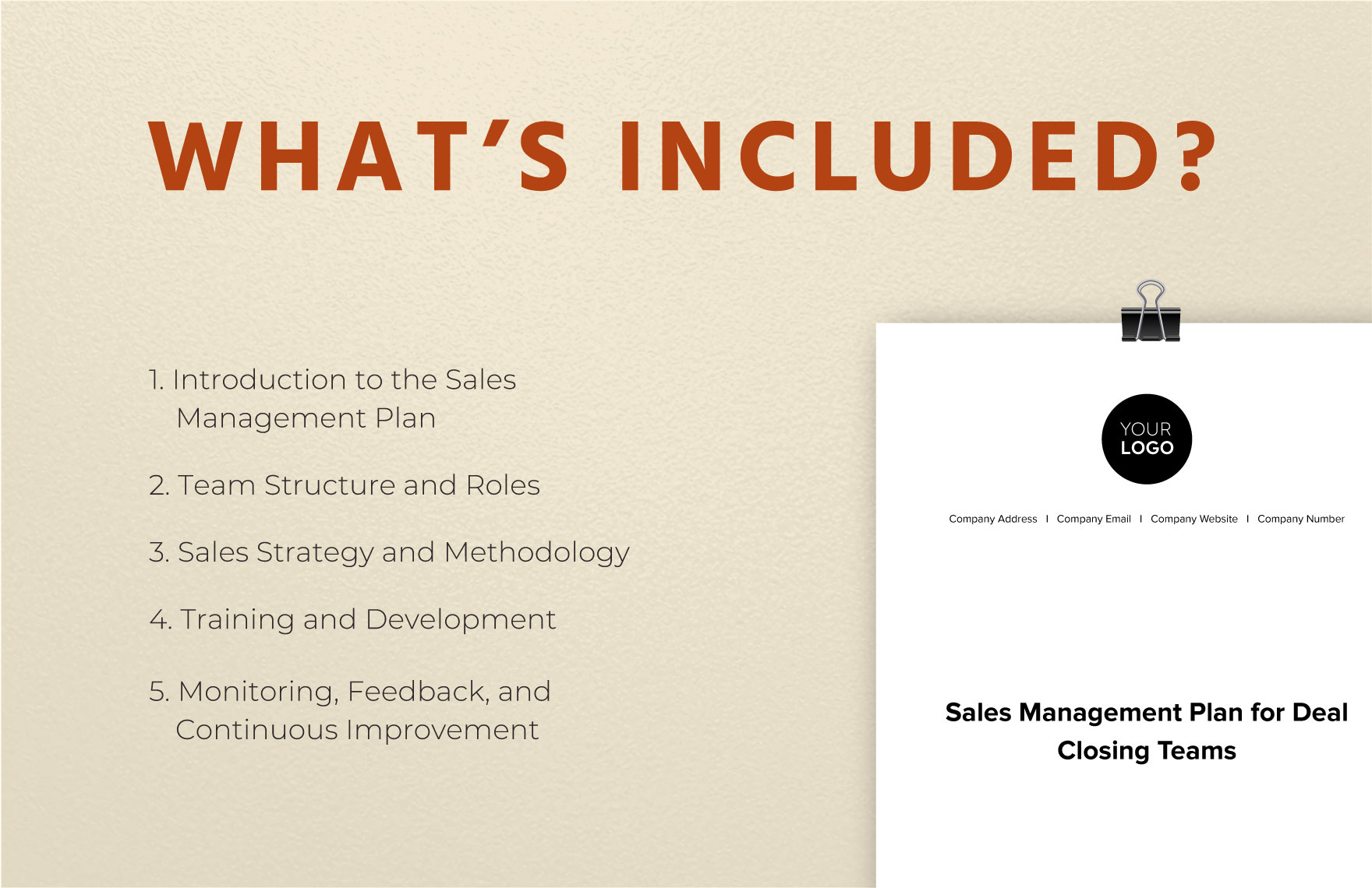 Sales Management Plan for Deal Closing Teams Template