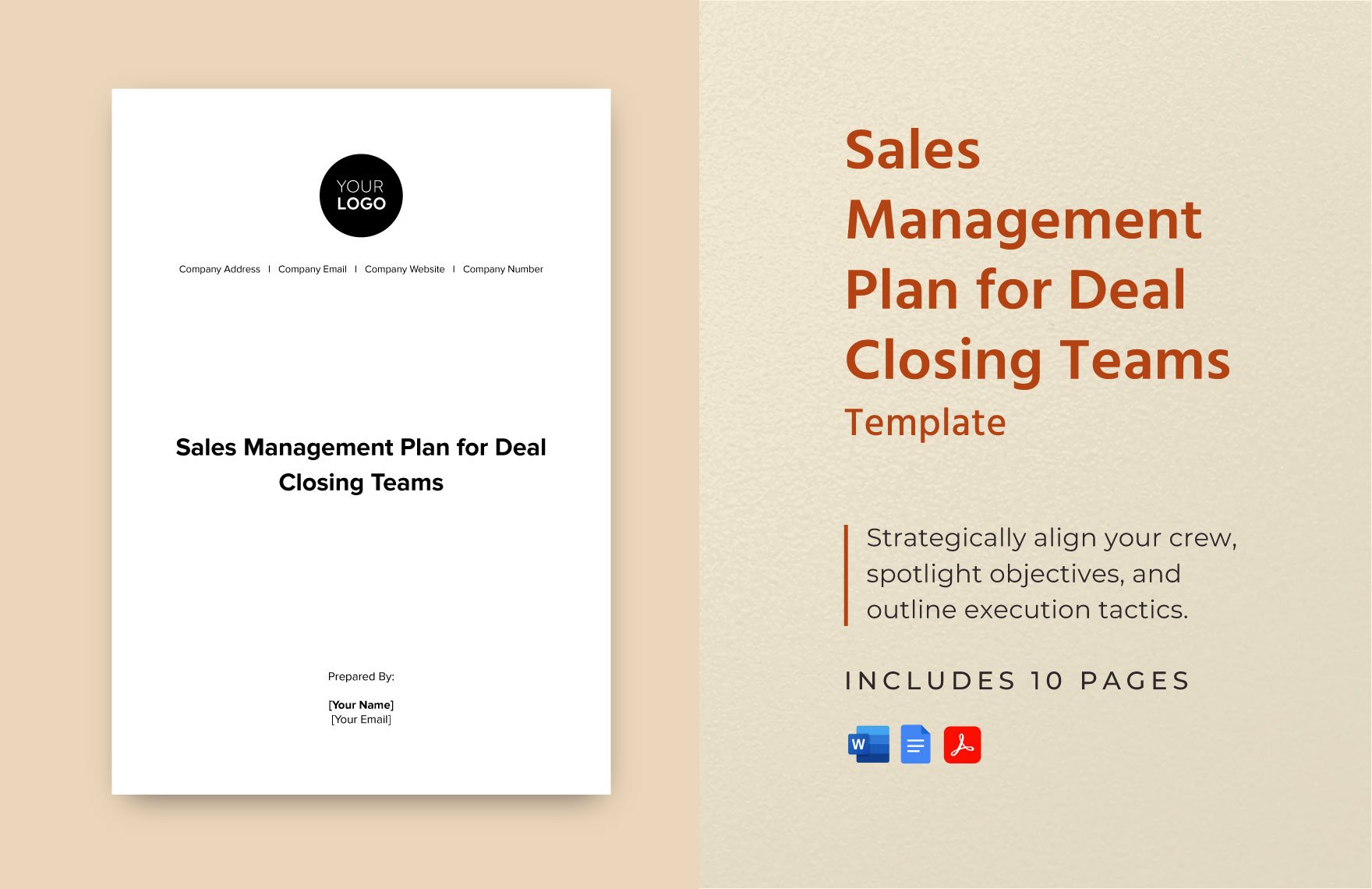 Sales Management Plan for Deal Closing Teams Template