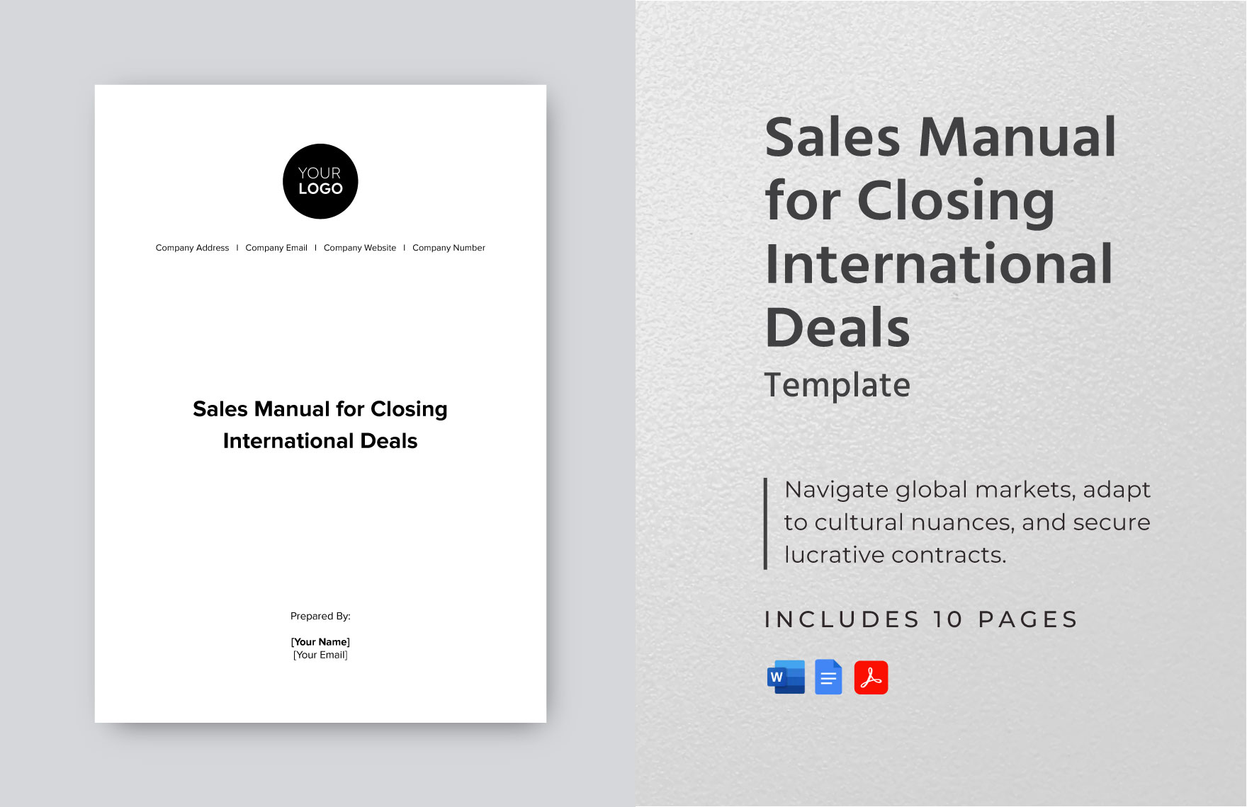 Sales Manual for Closing International Deals Template in Word, Google Docs, PDF
