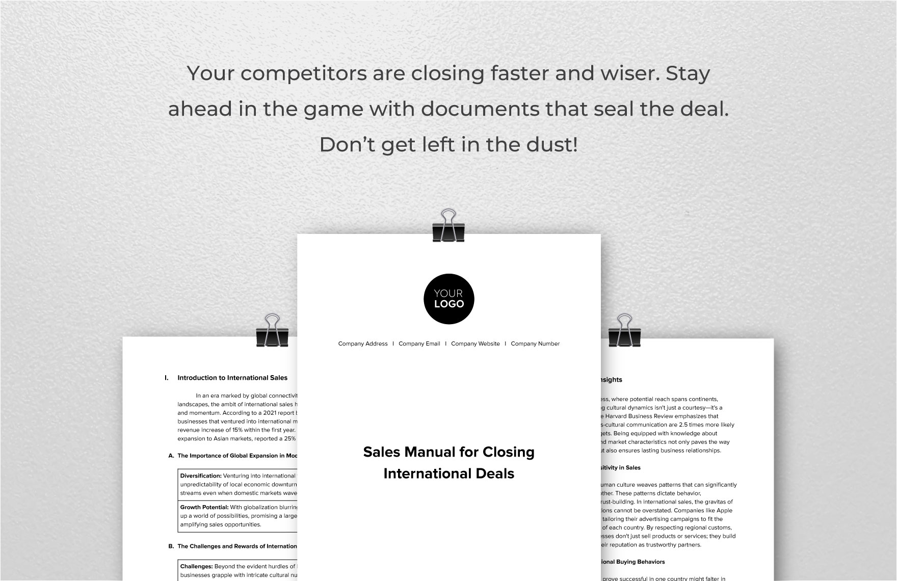 Sales Manual for Closing International Deals Template