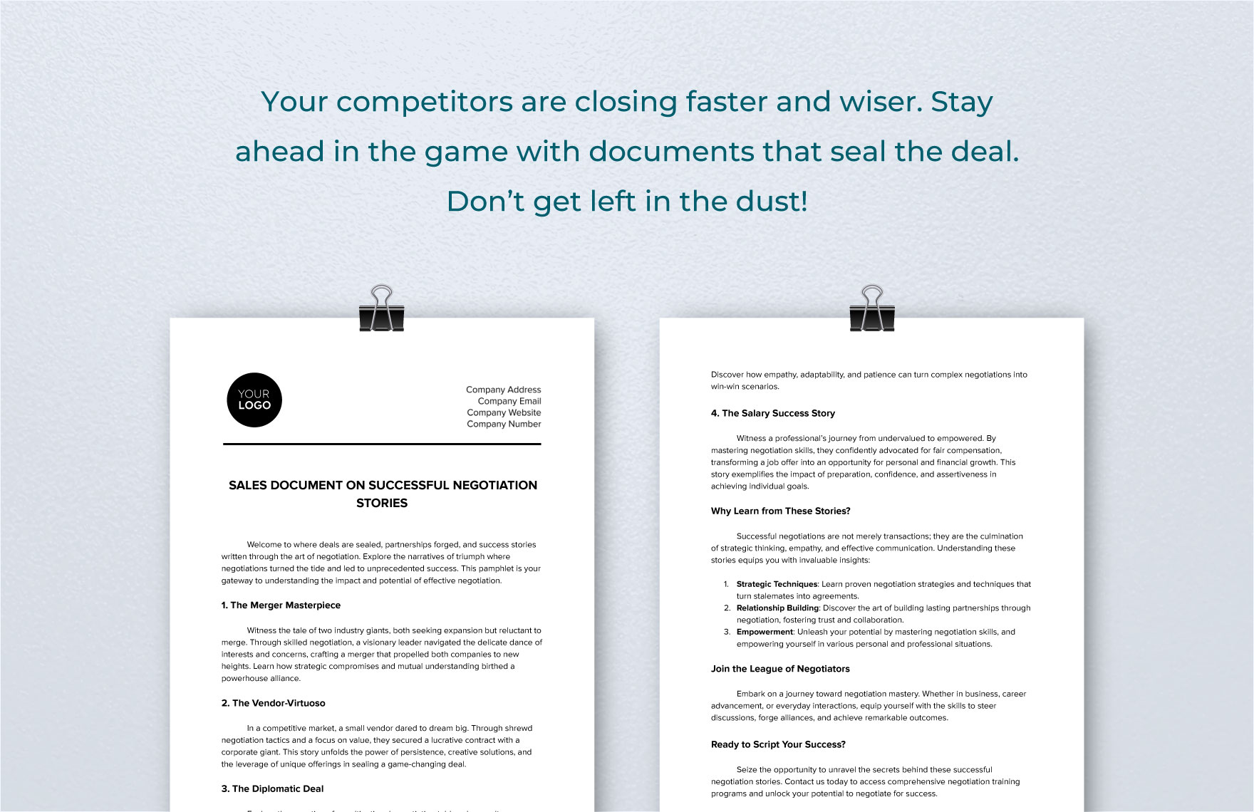 Sales Document on Successful Negotiation Stories Template