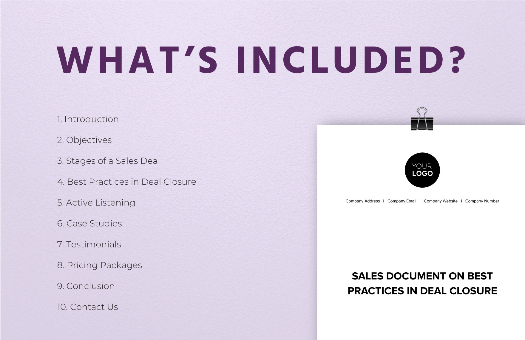 Sales Document on Best Practices in Deal Closure Template