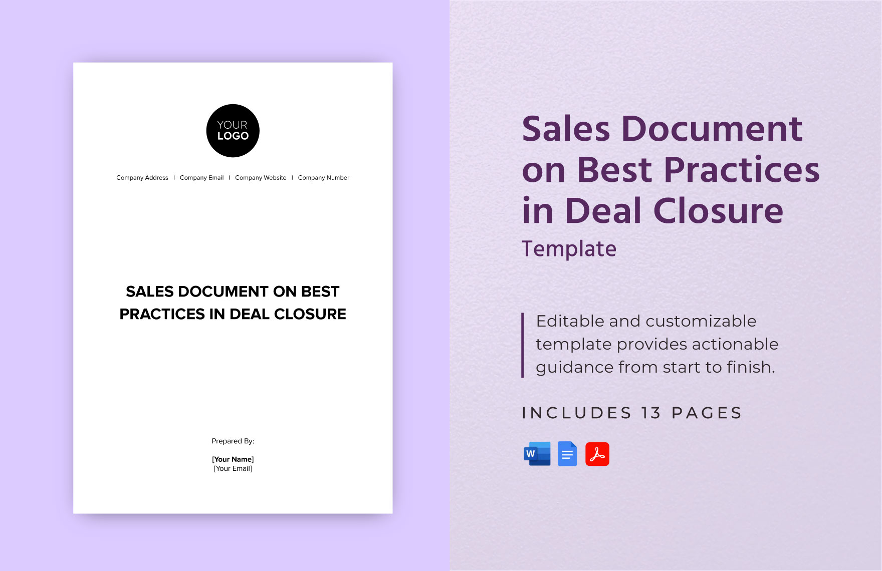Sales Document On Best Practices In Deal Closure Template In PDF Word 