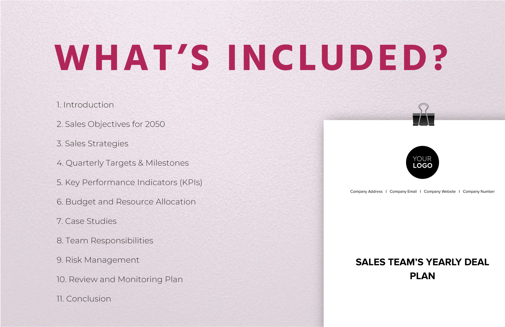 Sales Team's Yearly Deal Plan Template