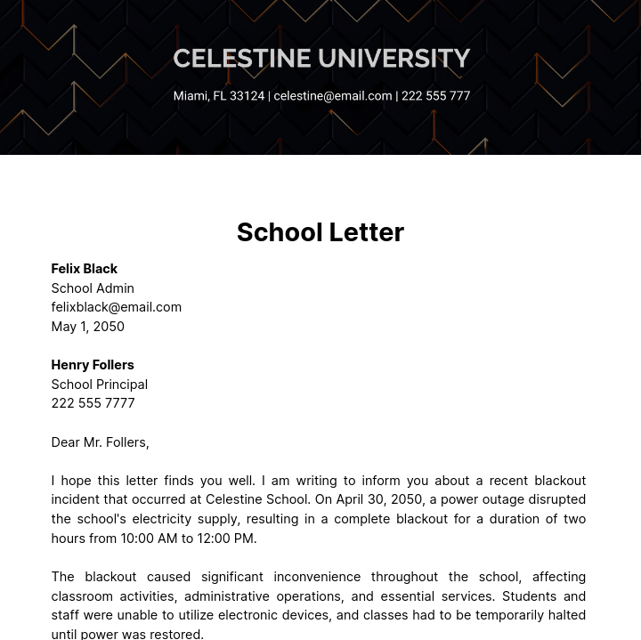 School Letter   Template