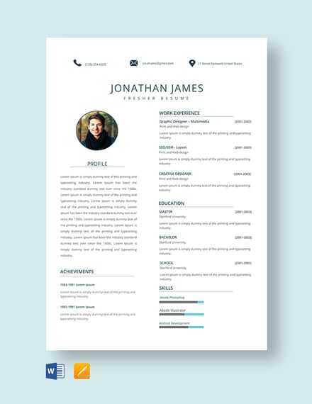Free IT Fresher Resume Template