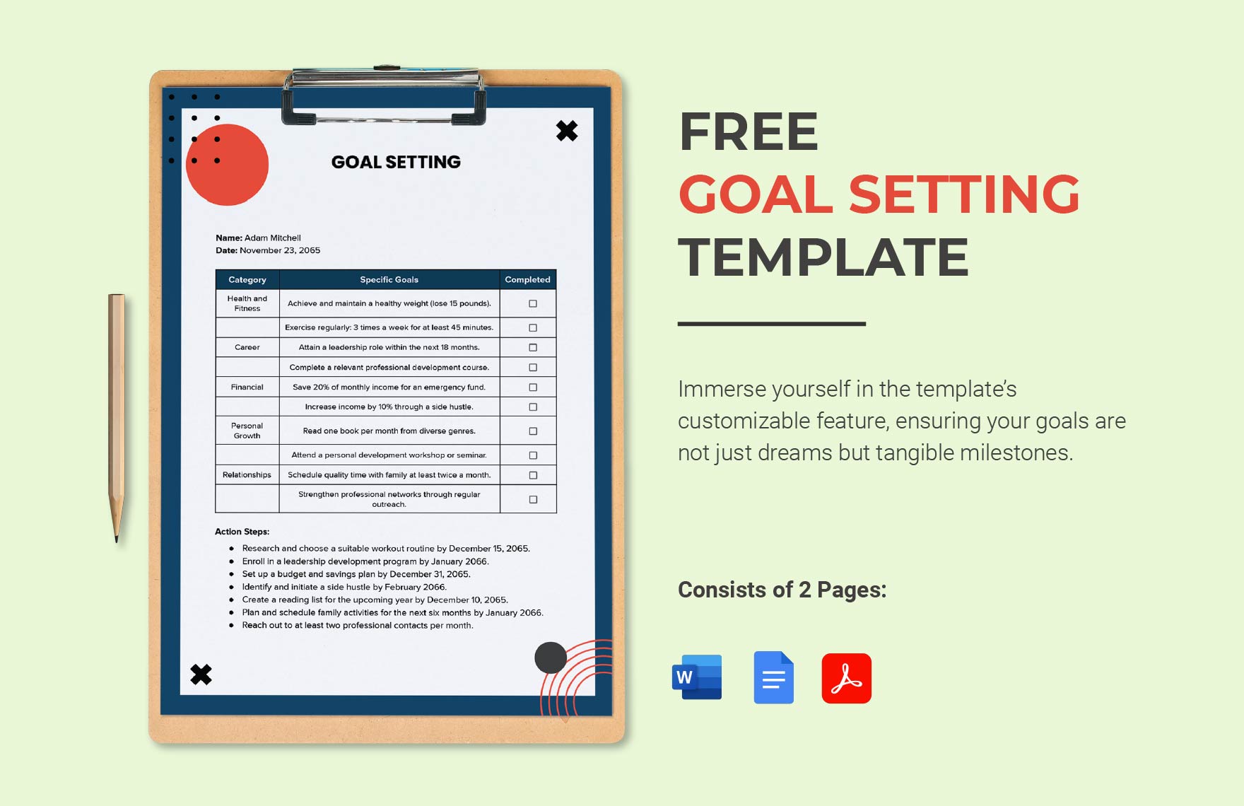 Free Personal Goal Setting Template - Download in Word, Google Docs ...