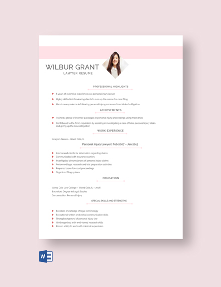 FREE Intern Lawyer Resume Template - Word | Template.net