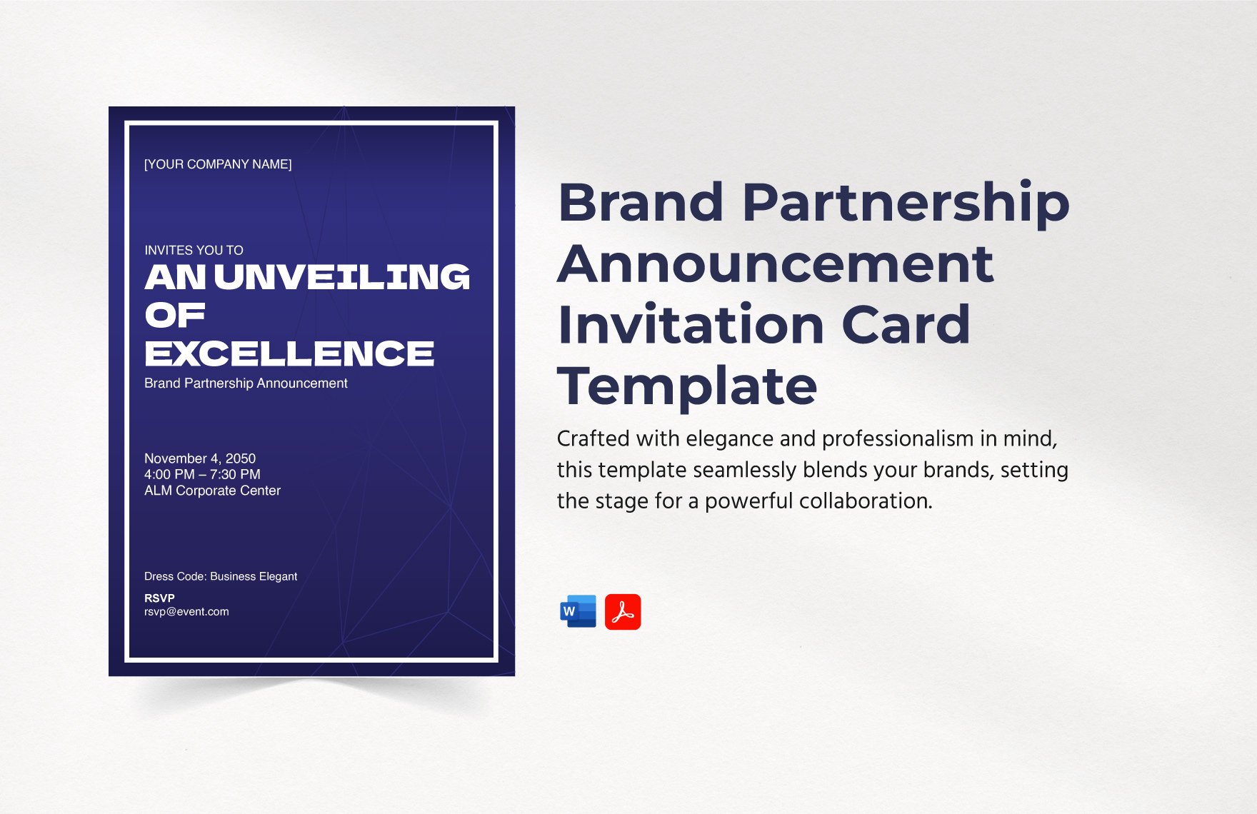 Brand Partnership Announcement Invitation Card Template
