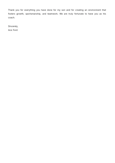 Free Coach Thank you Letter   Template to Edit Online