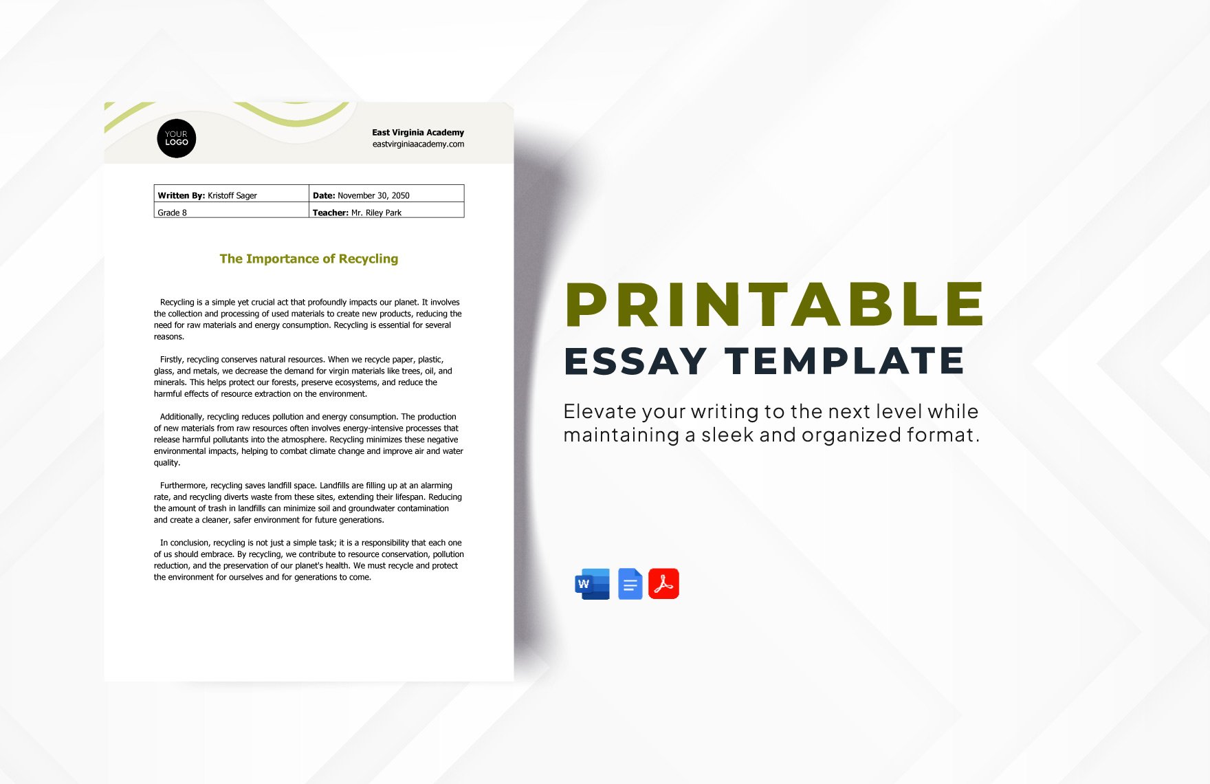 Printable Essay Template