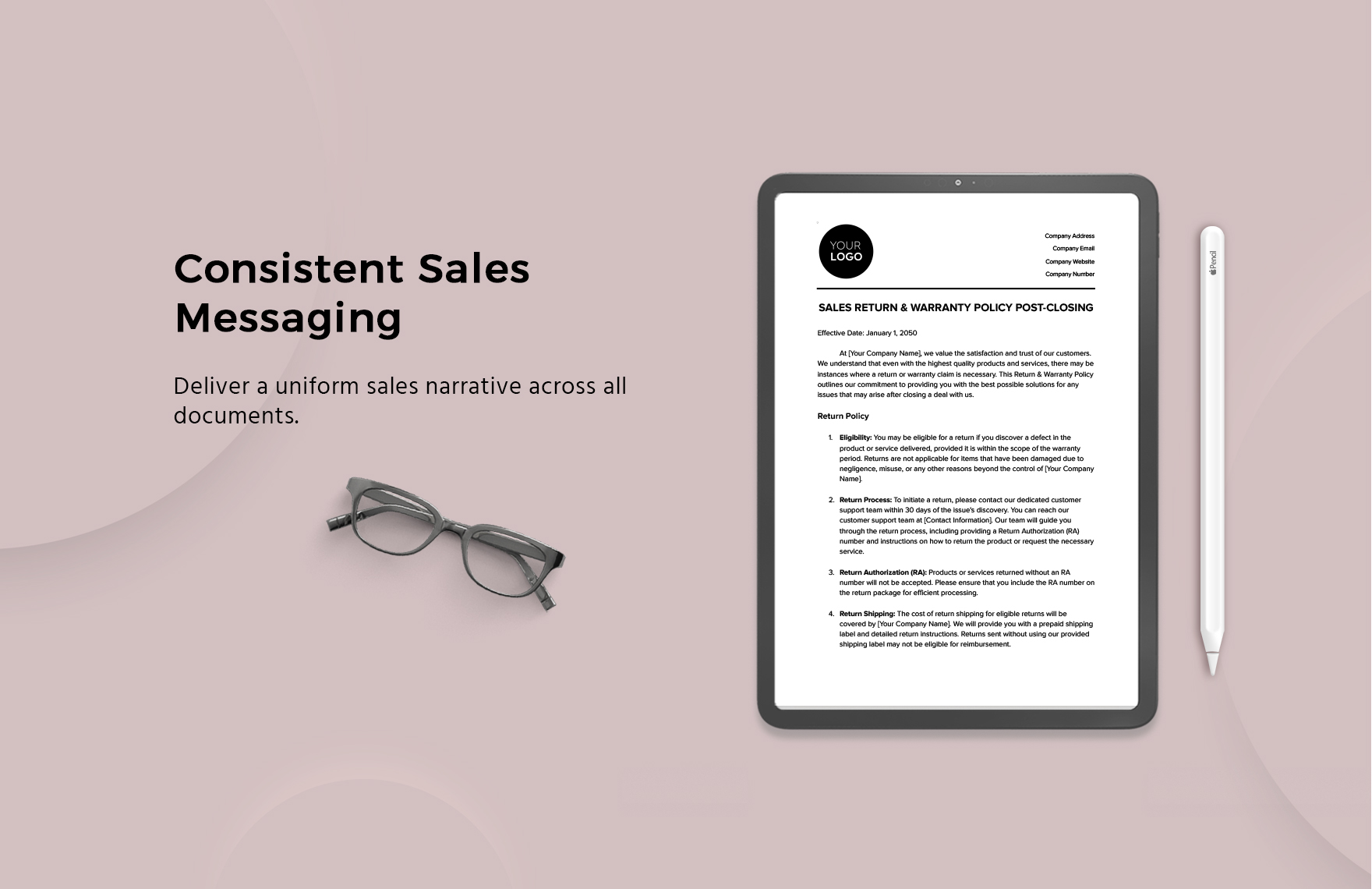 Sales Return & Warranty Policy Post-Closing Template