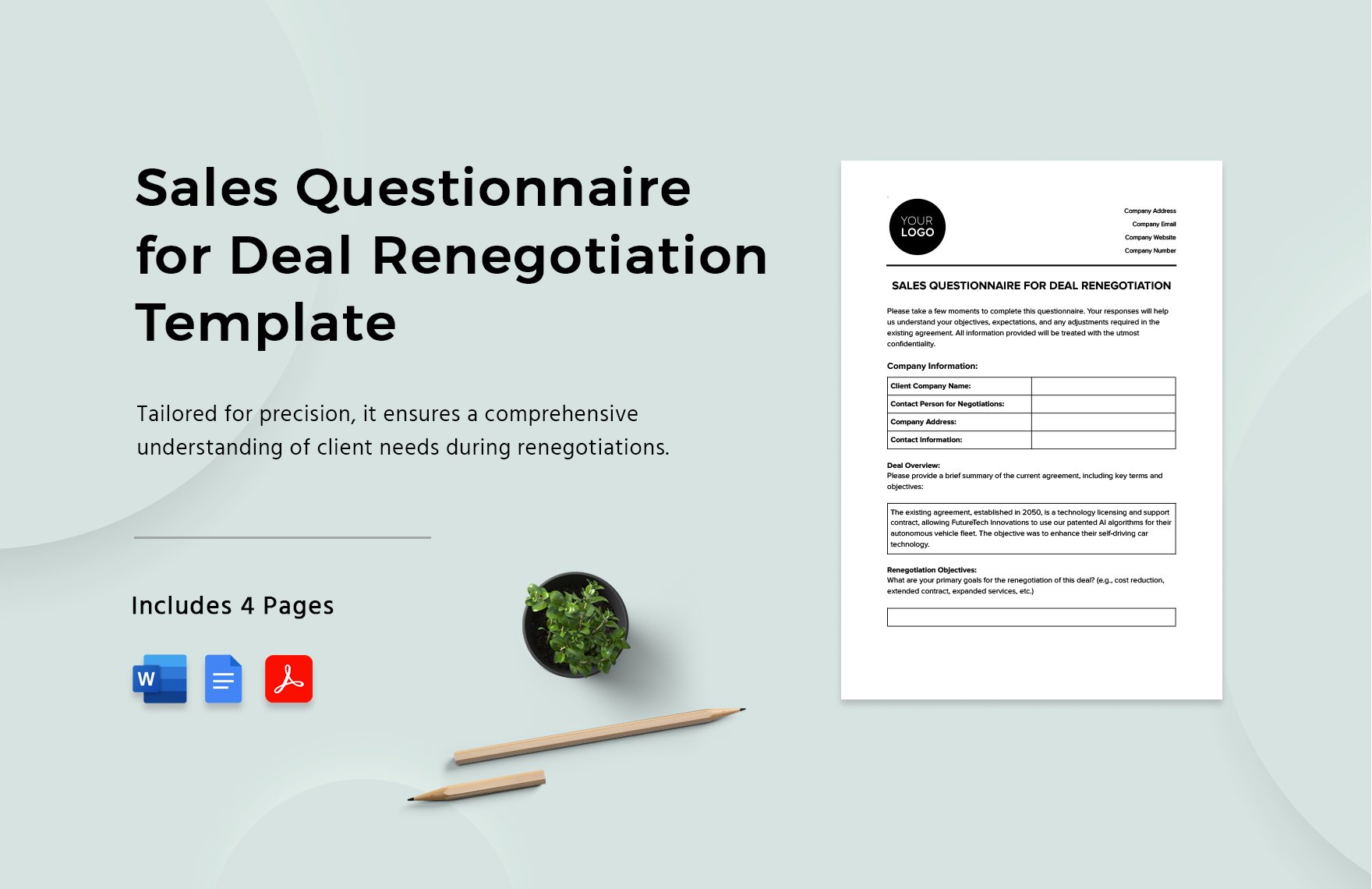 Sales Questionnaire for Deal Renegotiation Template in Word, Google Docs, PDF