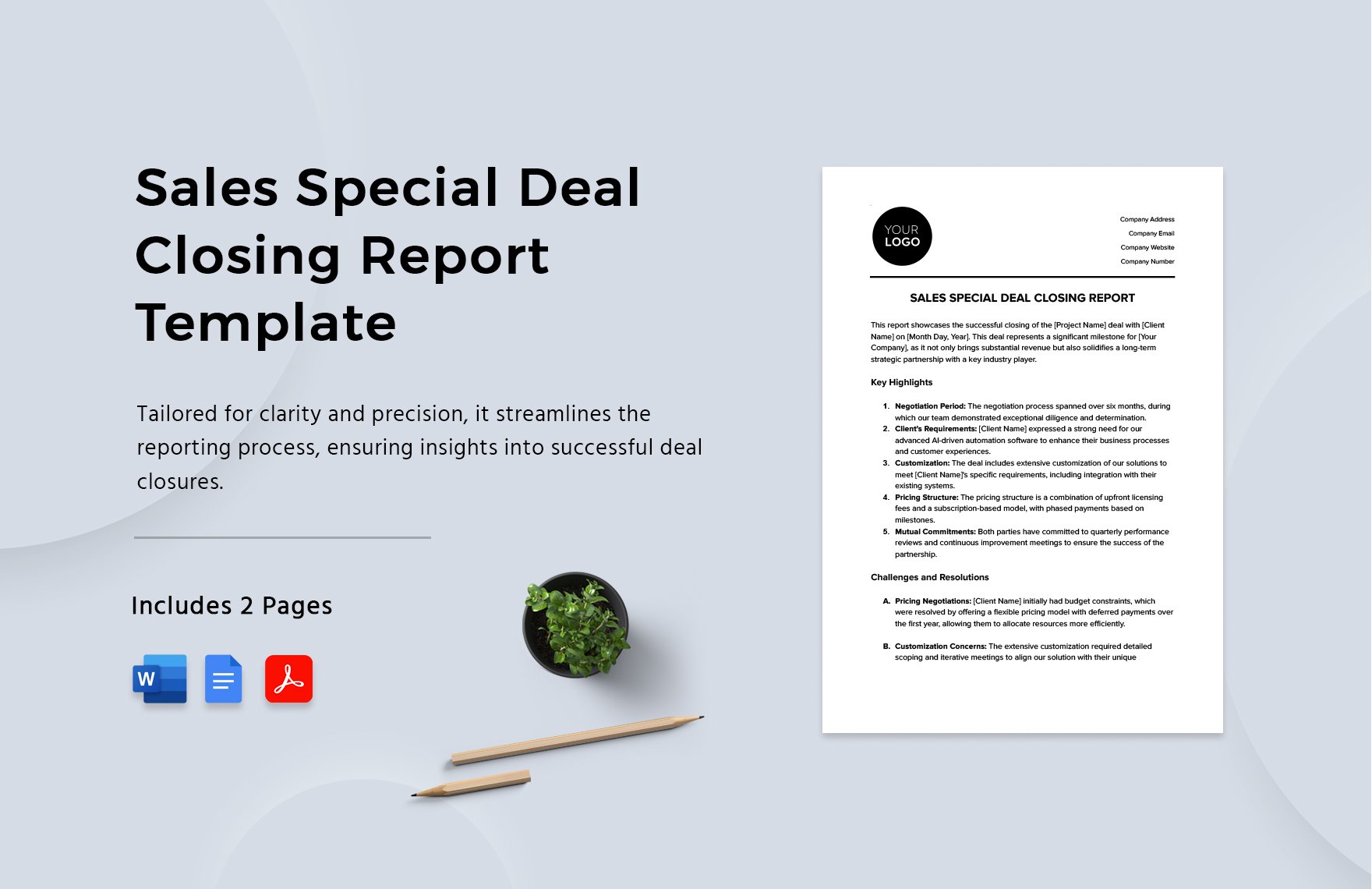 Sales Special Deal Closing Report Template