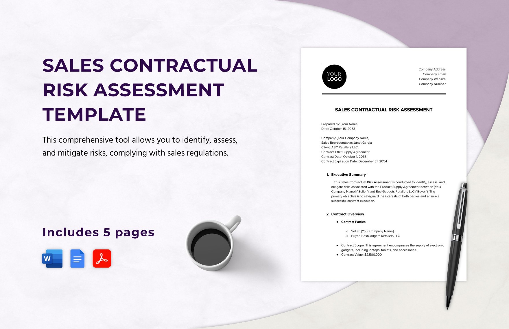 Sales Contractual Risk Assessment Template in Word, Google Docs, PDF