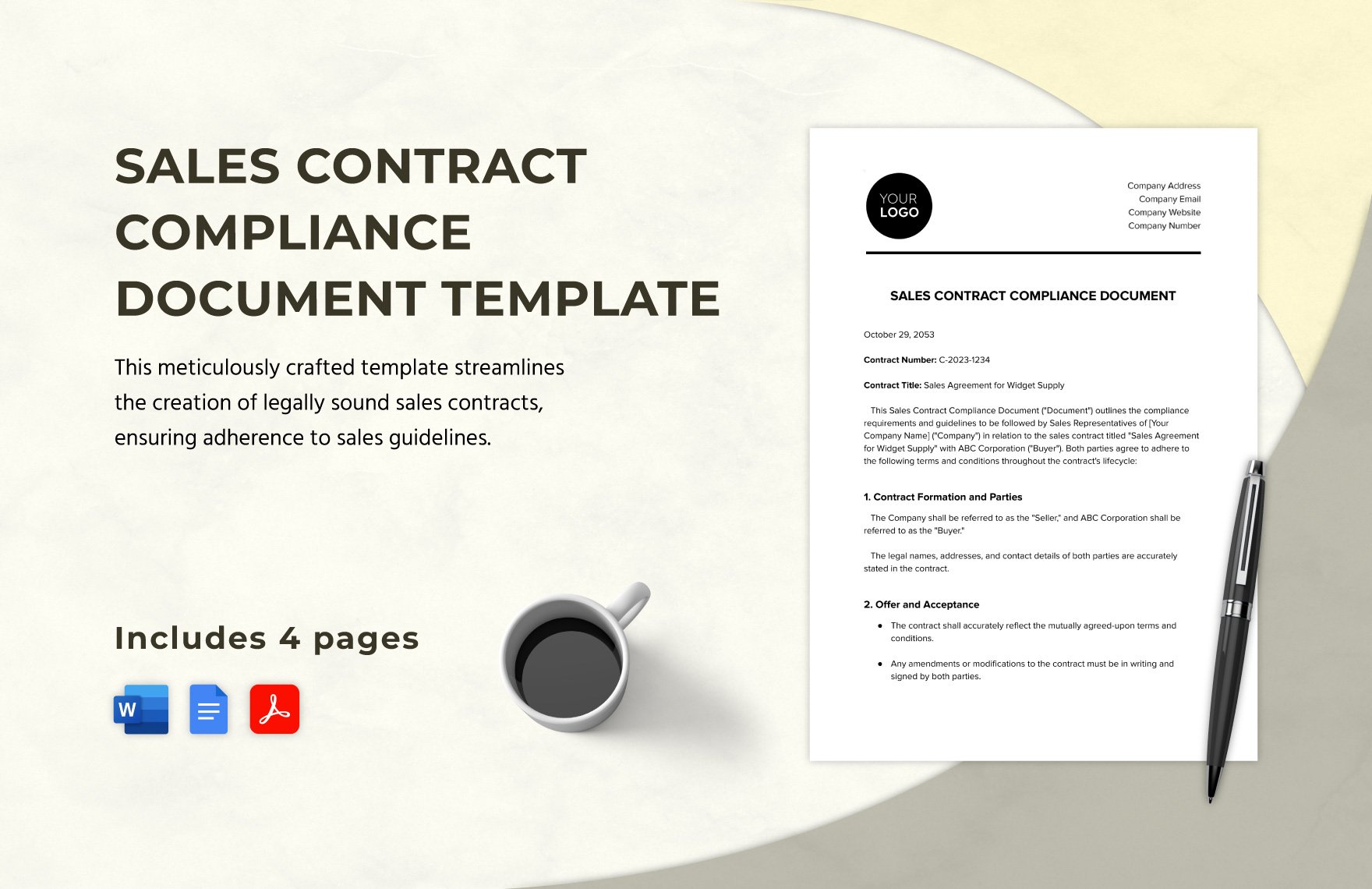 Sales Contract Compliance Document Template