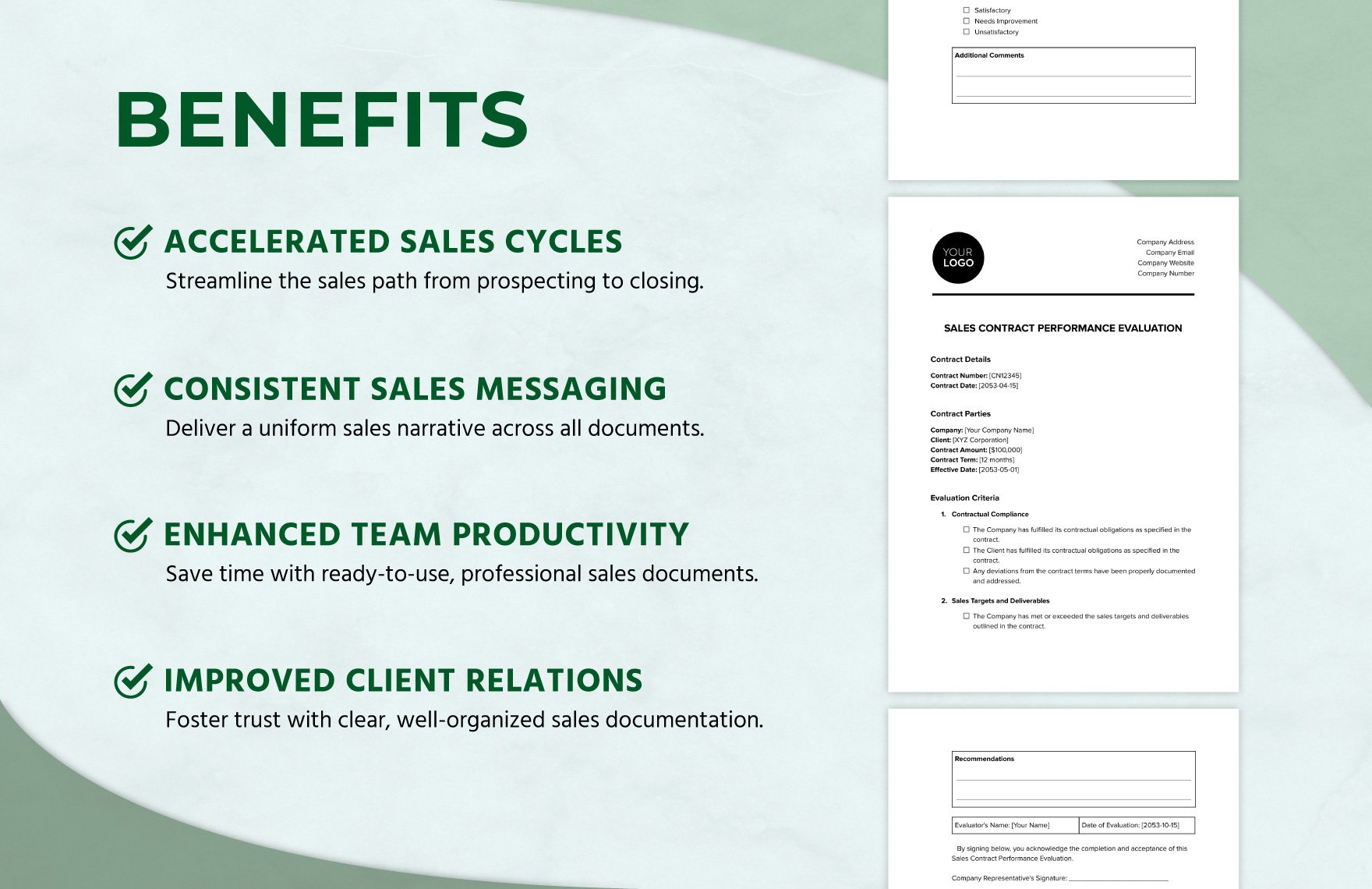 Sales Contract Performance Evaluation Template