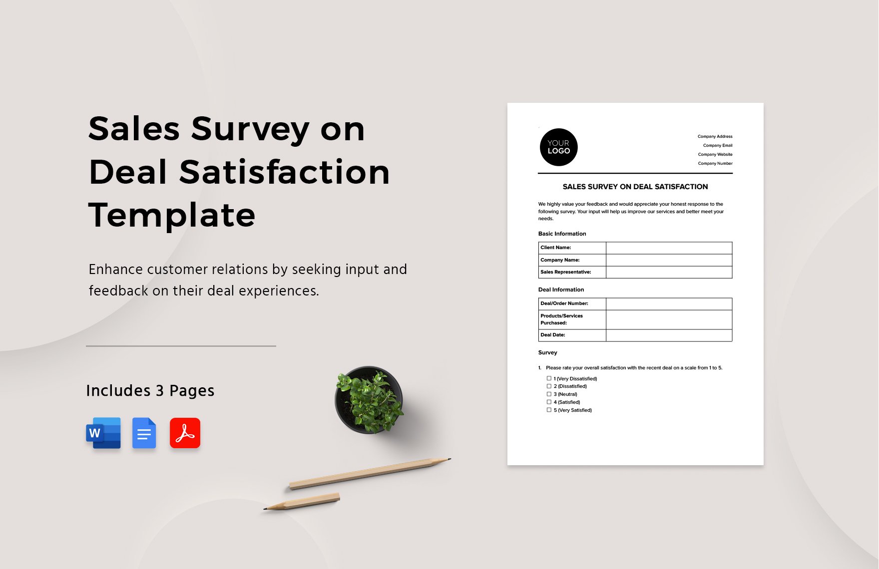 Sales Survey on Deal Satisfaction Template
