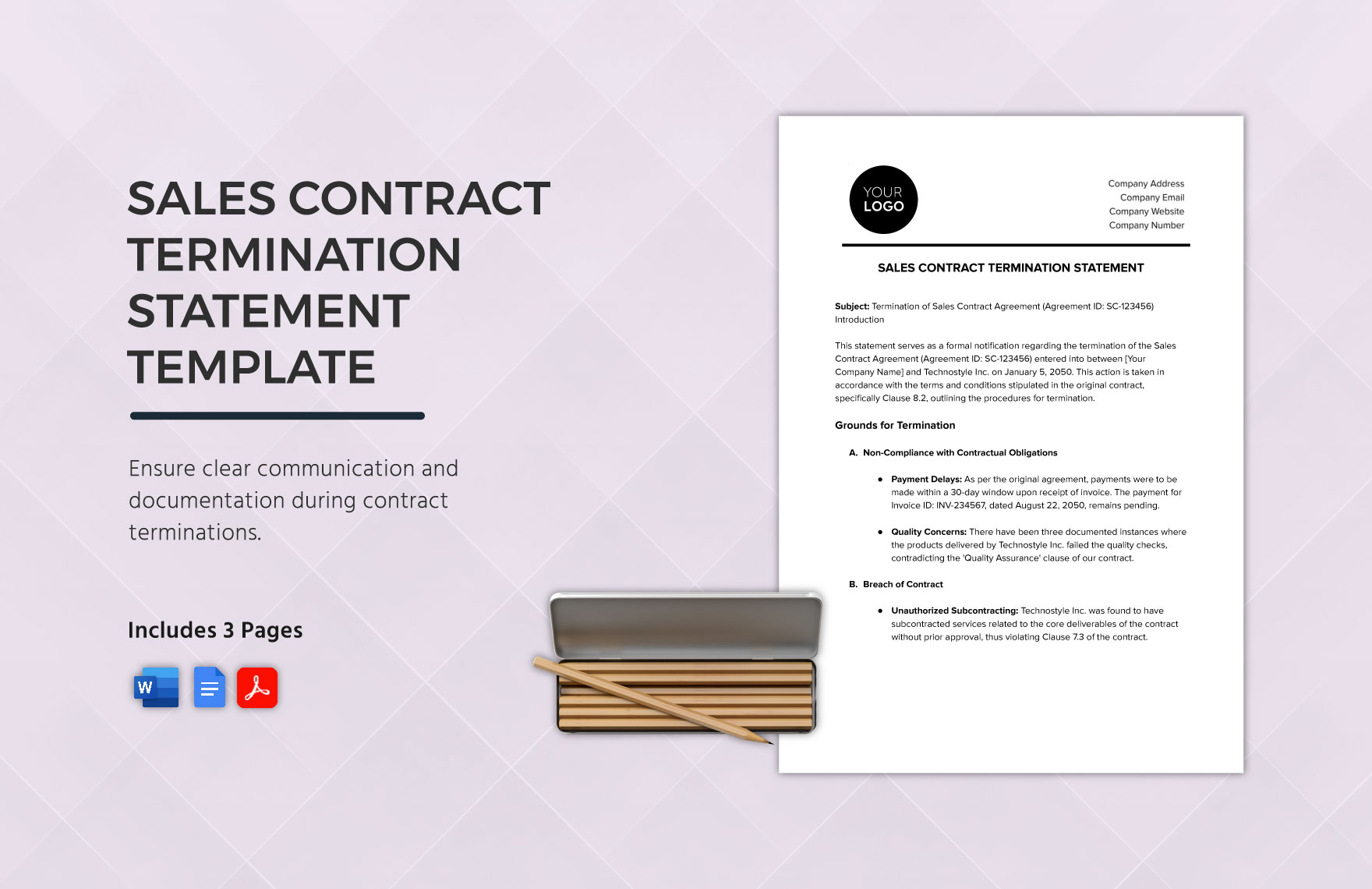 Sales Contract Termination Statement Template