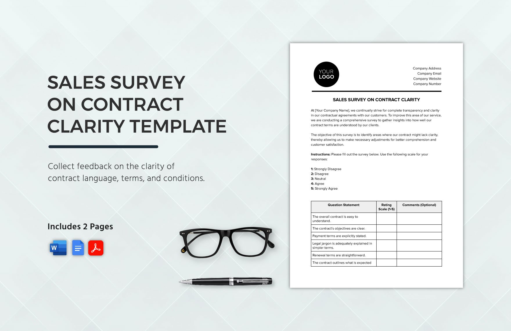 Sales Survey on Contract Clarity Template