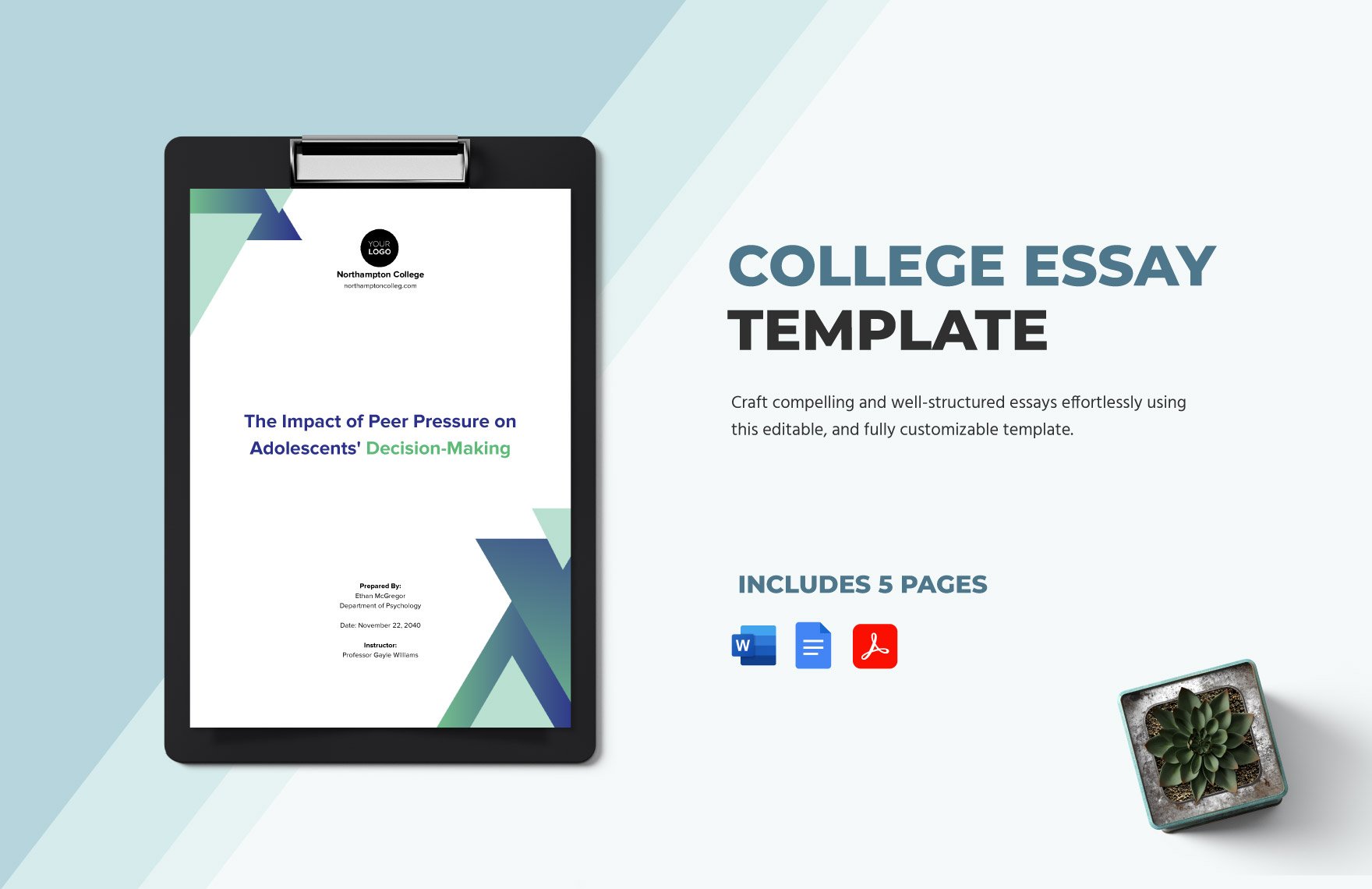 Free College Essay Template in Word, Google Docs, PDF