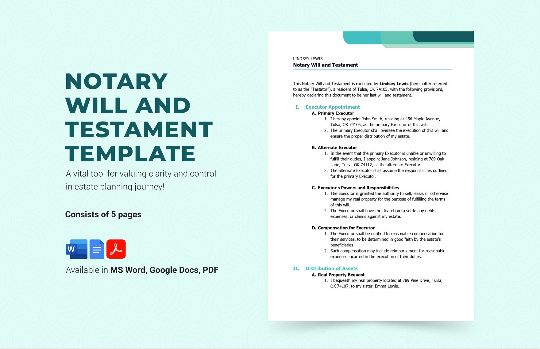 Free Notary Will and Testament Template in Word, Google Docs, PDF