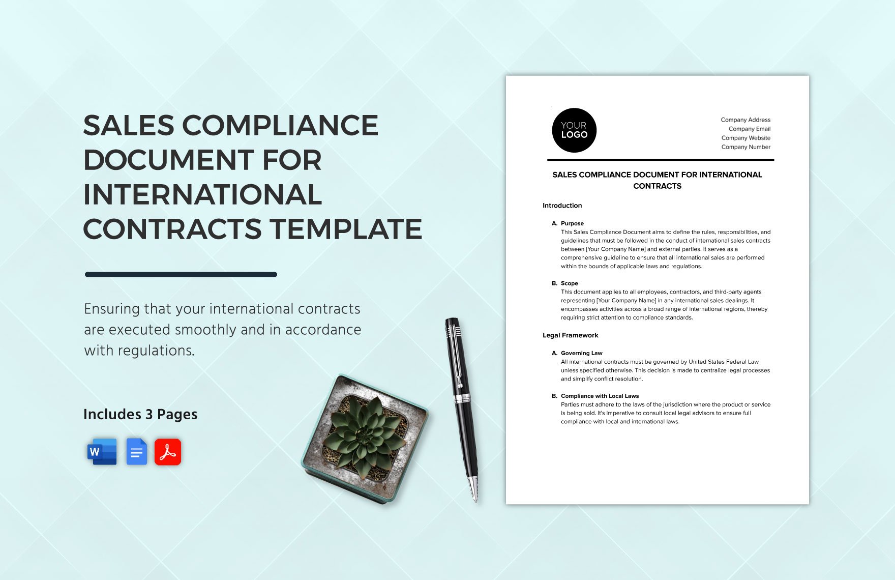 Sales Compliance Document for International Contracts Template in Word, Google Docs, PDF