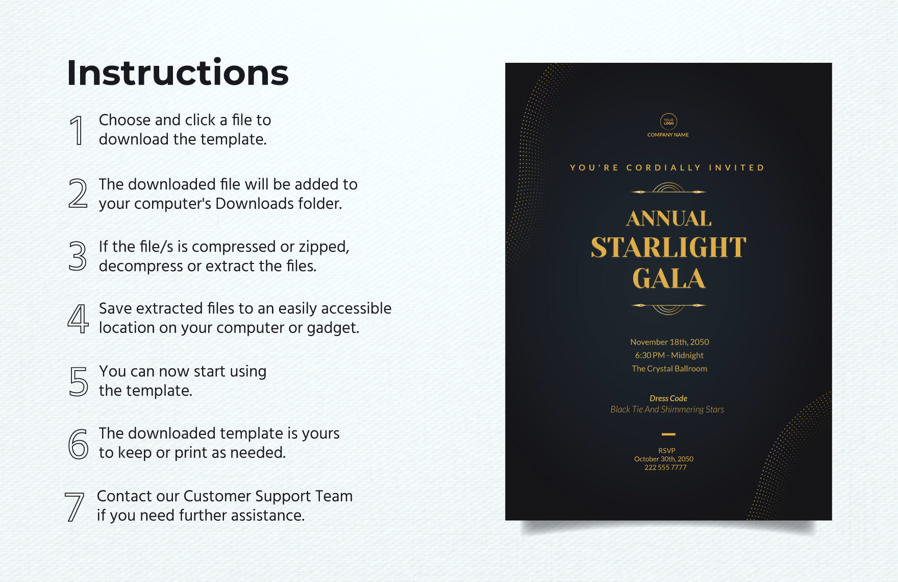 Annual Gala Invitation Card Template