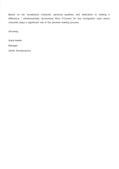 Free Immigration Recommendation Letter Template to Edit Online