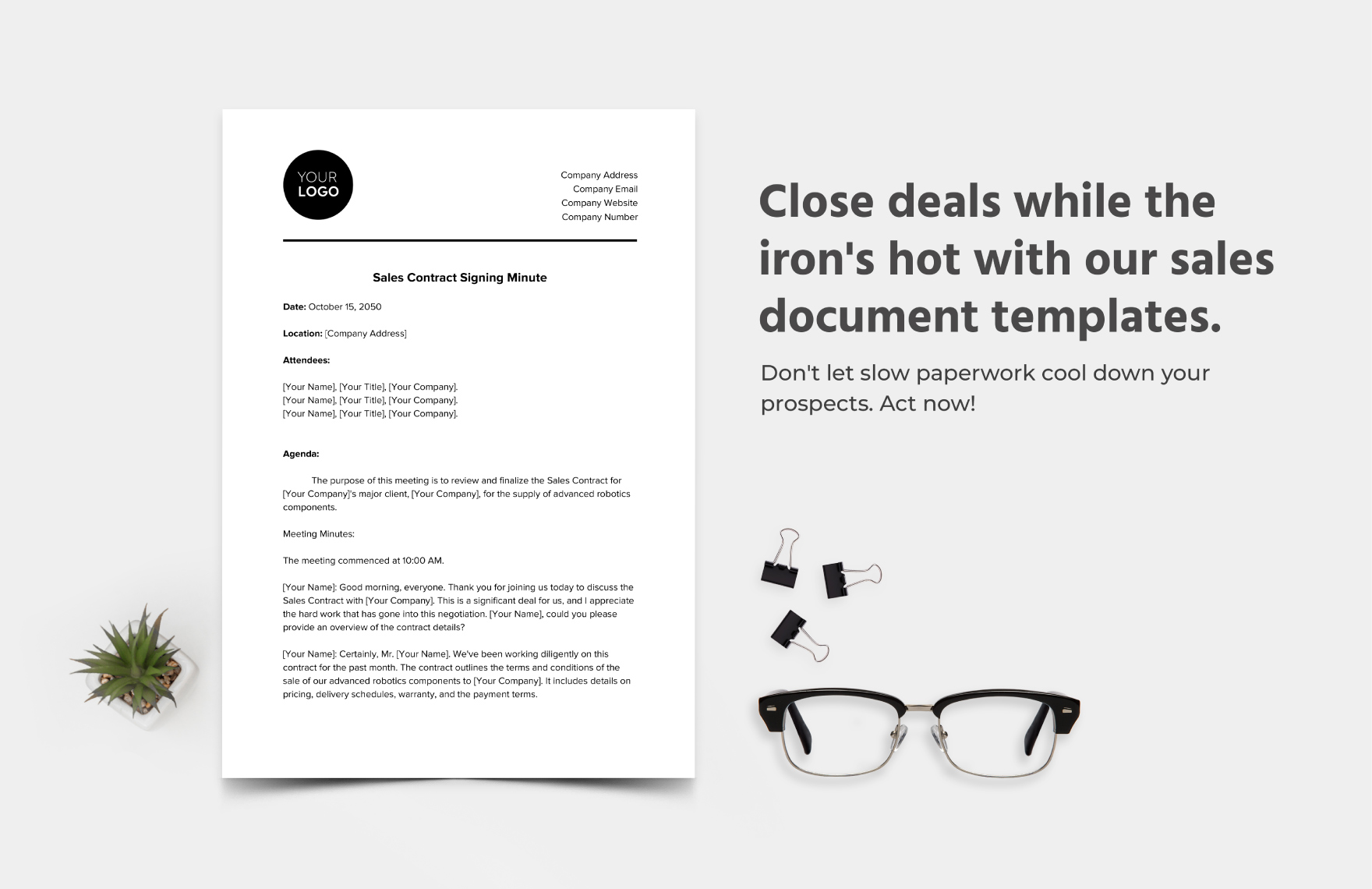 Sales Contract Signing Minute Template