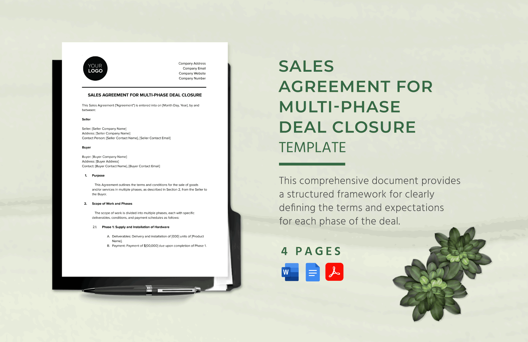 Sales Agreement for Multi-Phase Deal Closure Template