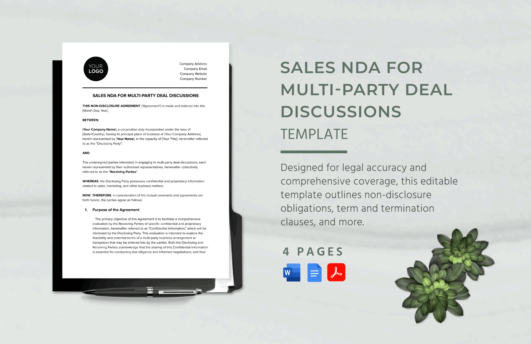 Sales NDA for Multi-Party Deal Discussions Template in Word, Google Docs, PDF