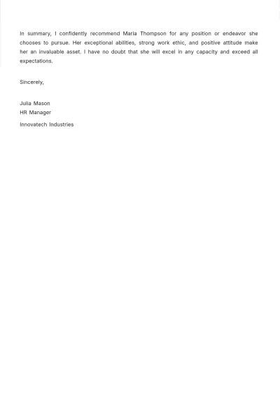 Free General Recommendation Letter Template to Edit Online