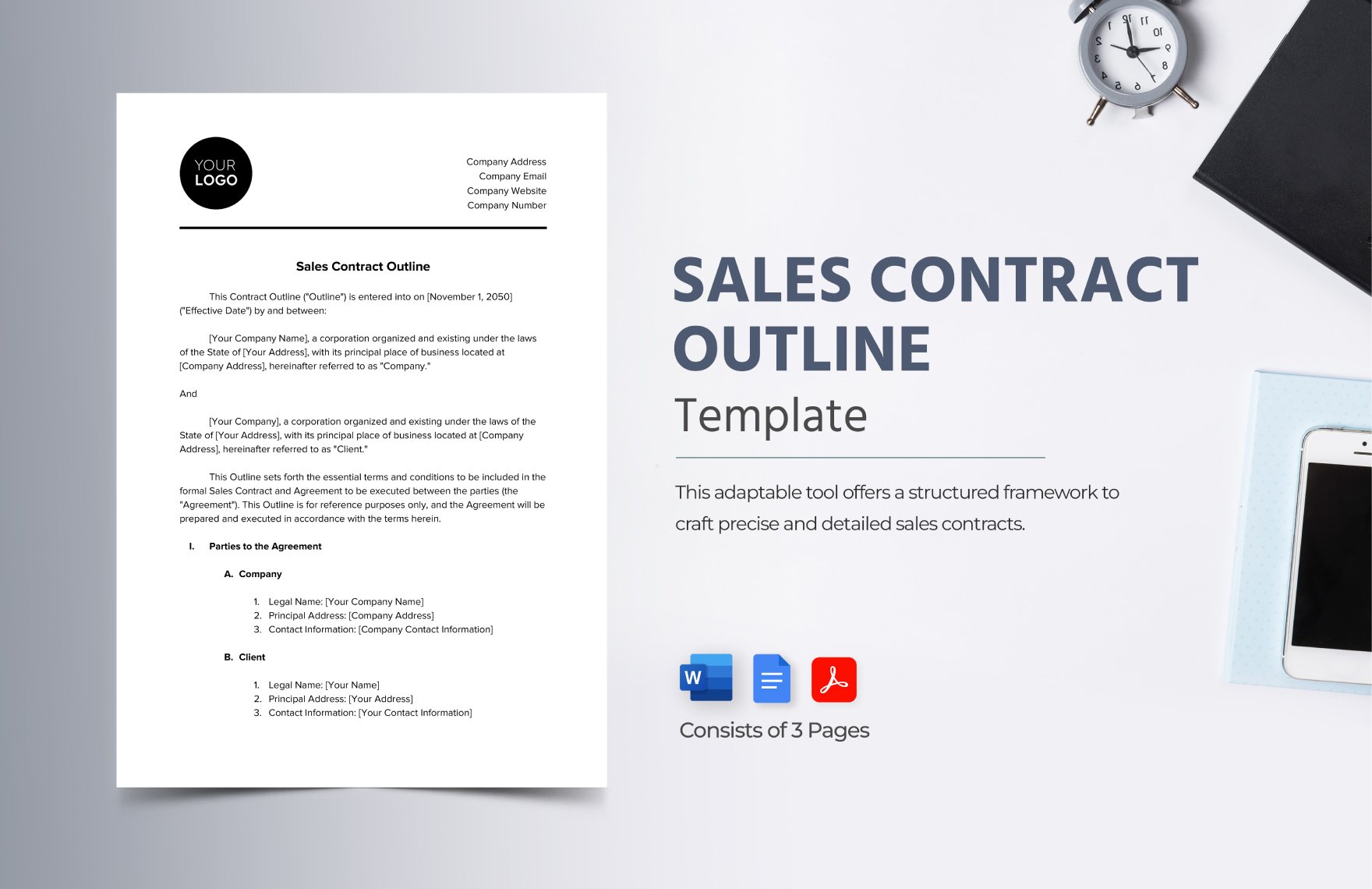 Sales Contract Outline Template in Word, Google Docs, PDF