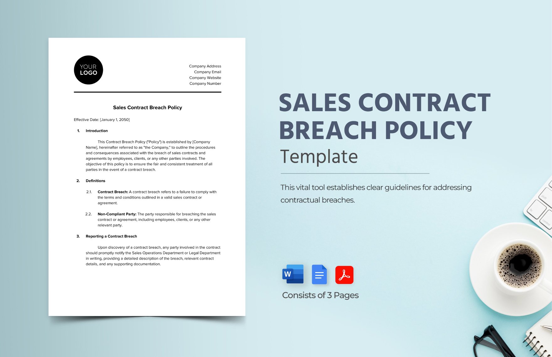 Sales Contract Breach Policy Template in Word, Google Docs, PDF