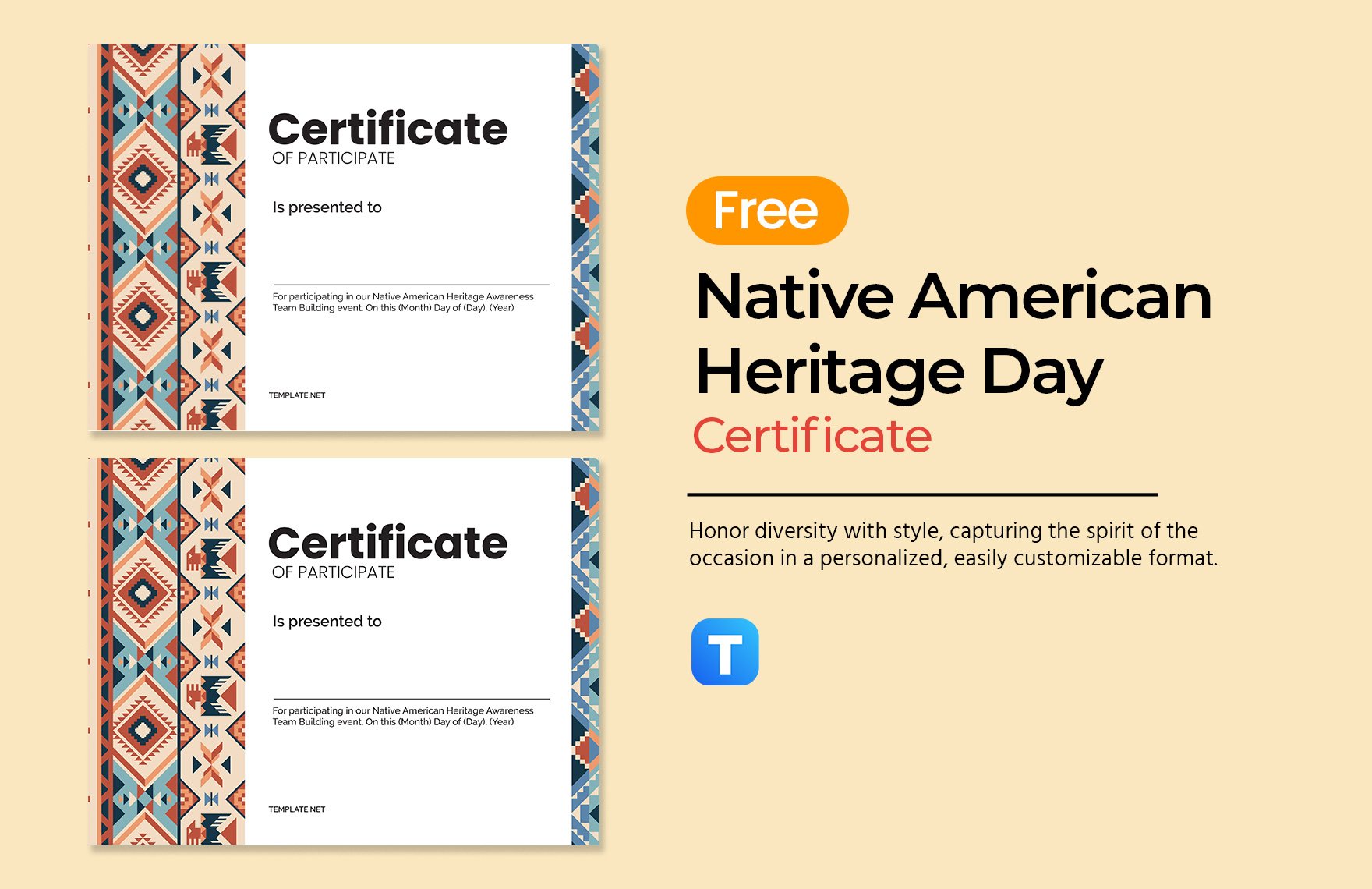 Free Native American Heritage Day Certificate Template