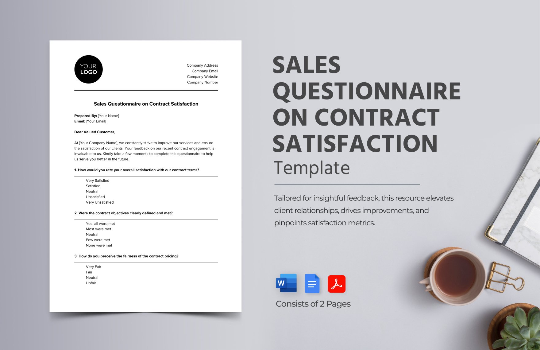 Sales Questionnaire on Contract Satisfaction Template