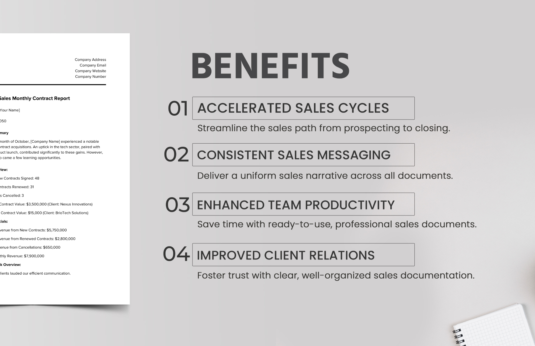 Sales Monthly Contract Report Template