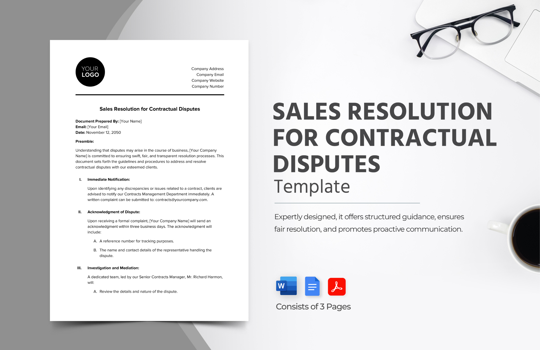 Sales Resolution for Contractual Disputes Template in Word, Google Docs, PDF