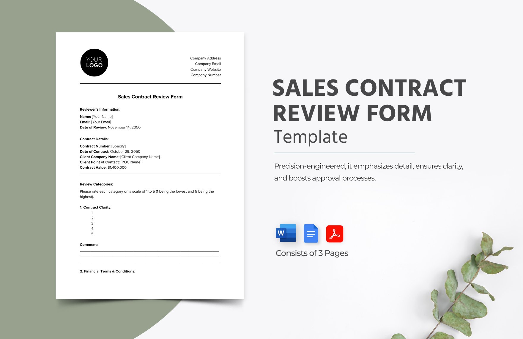 Sales Contract Review Form Template in Word, Google Docs, PDF