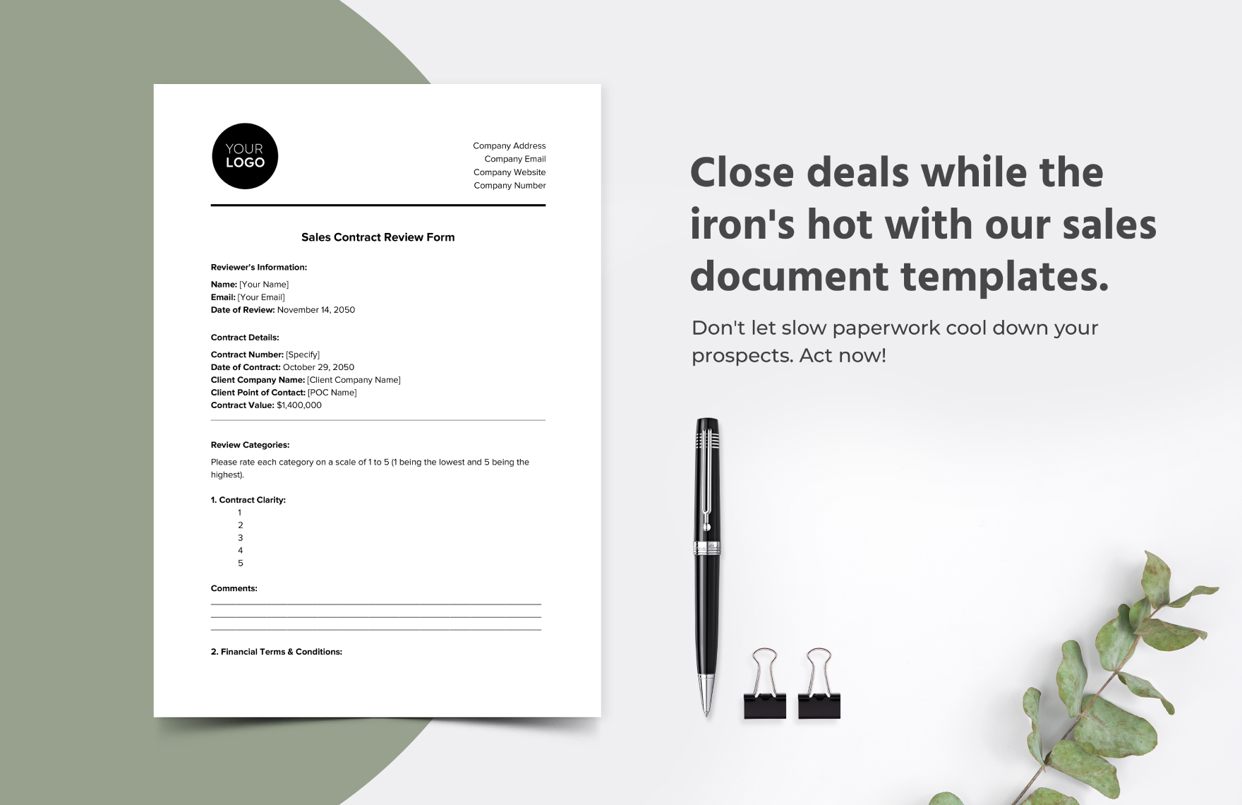 Sales Contract Review Form Template