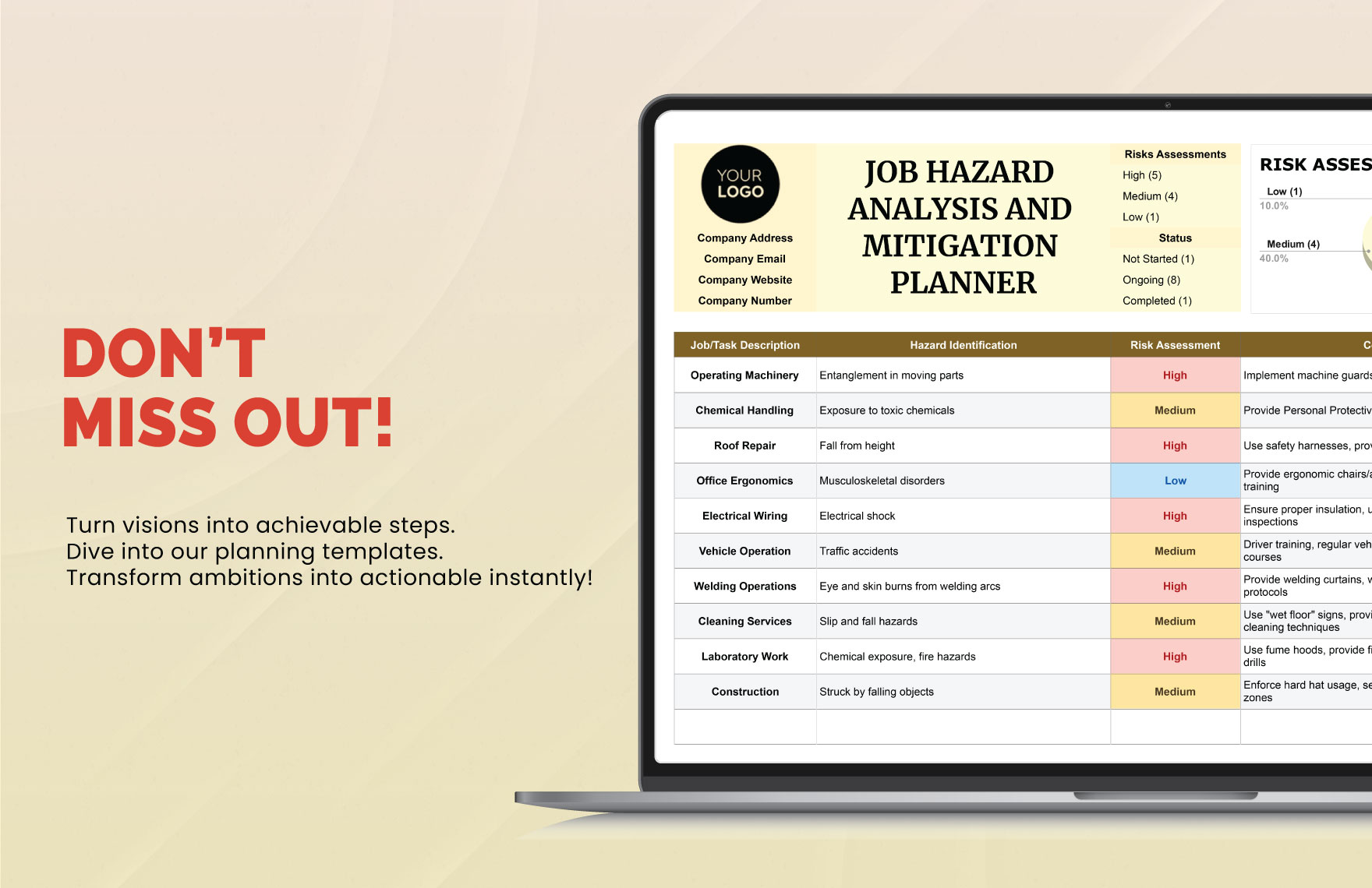 Job Hazard Analysis and Mitigation Planner HR Template