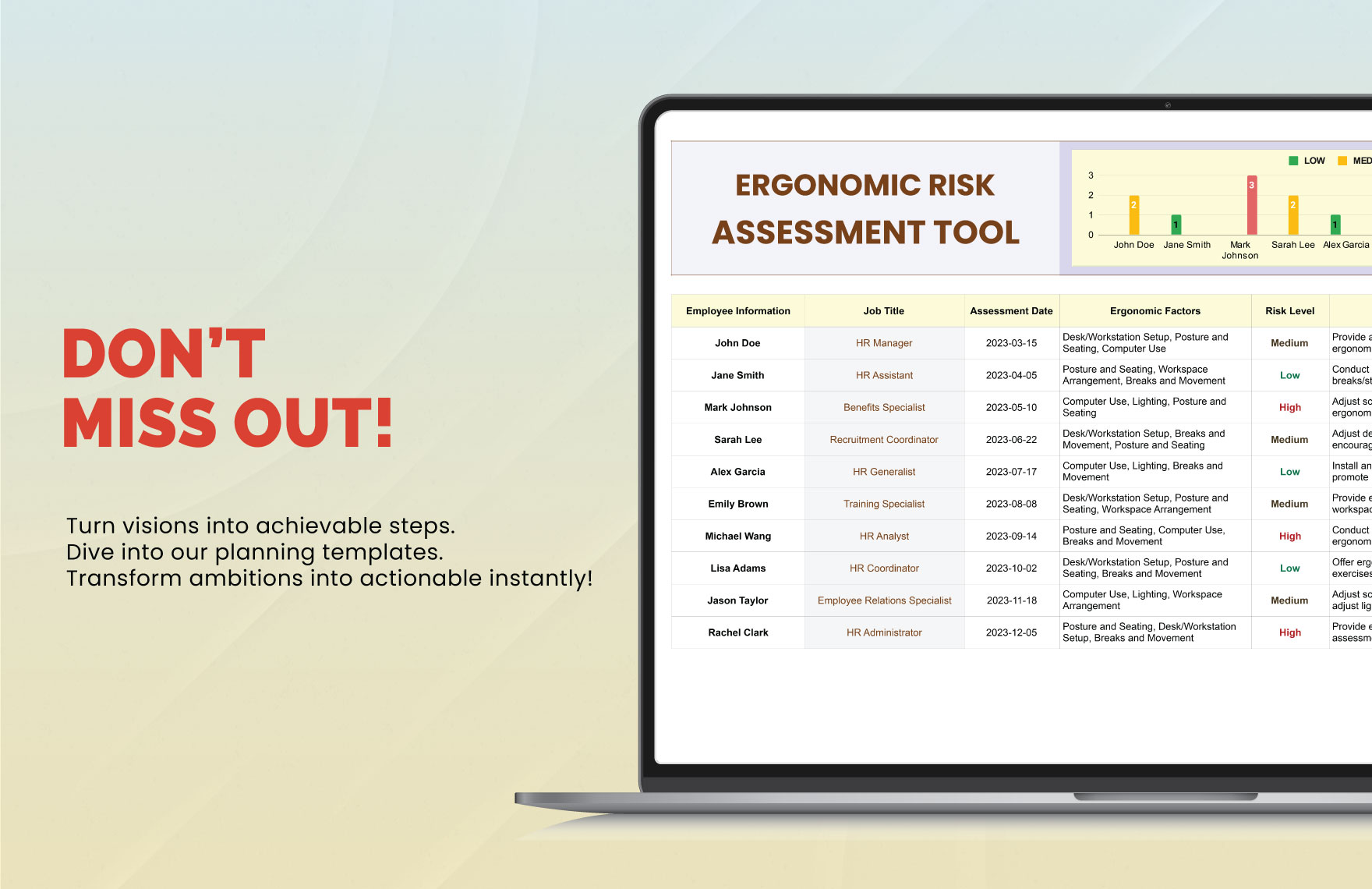Ergonomic Risk Assessment Tool HR Template