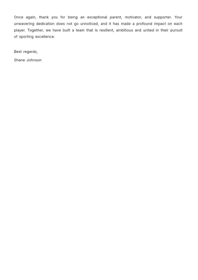 Free End of Season Coach Letter to Parents   Template to Edit Online