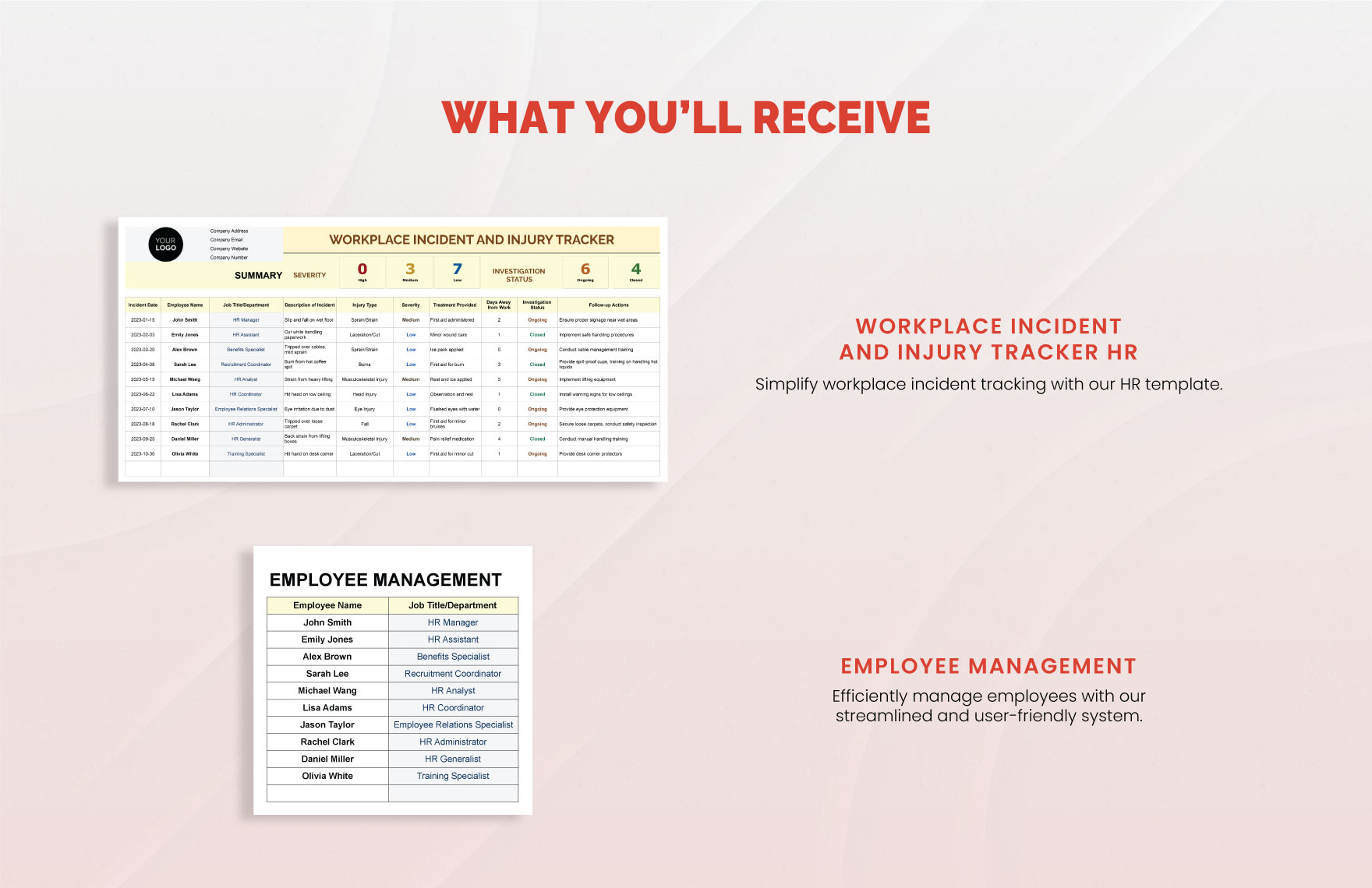 Workplace Incident and Injury Tracker HR Template