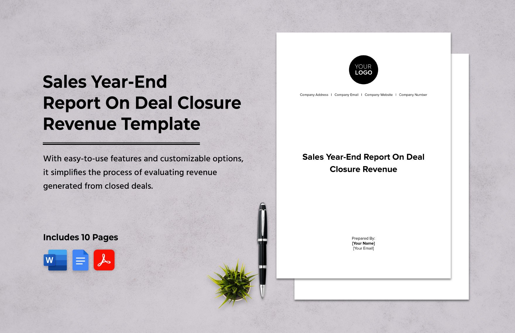 Sales Year-End Report On Deal Closure Revenue Template