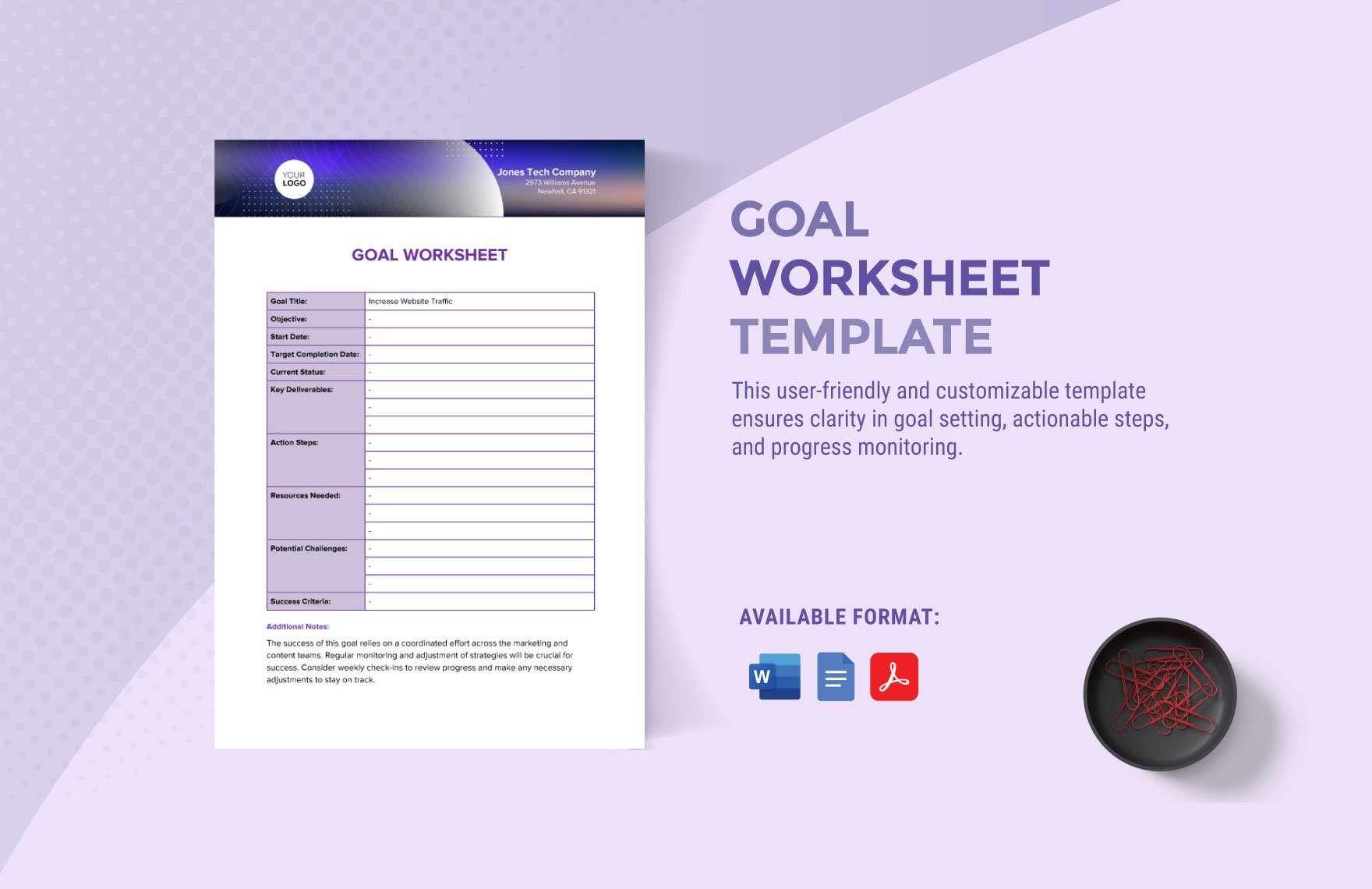 Goal Worksheet Template