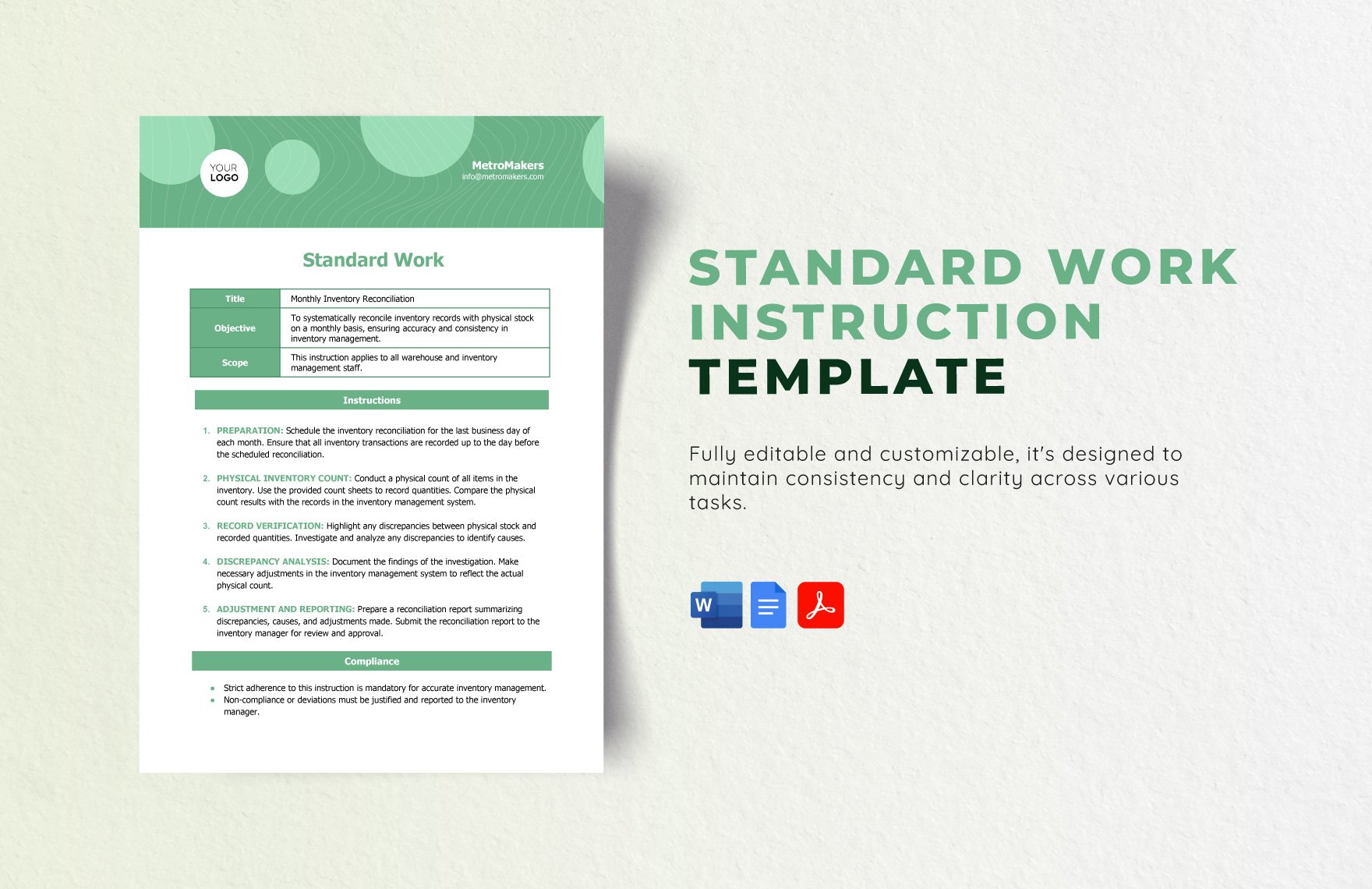 Free Standard Work Instruction Template in Word, Google Docs, PDF